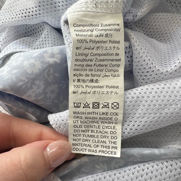 Men’s Blue & White Patterned Swim Trunks w/ Elastic Waistband Drawstring Size L - Picture 14 of 15